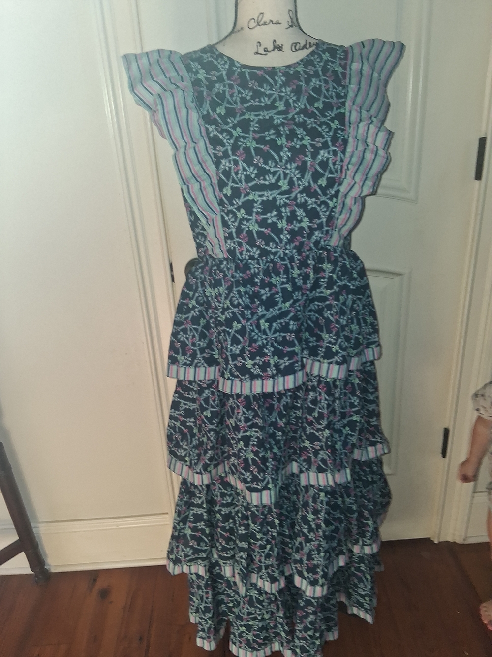Simply Southern Navy Floral Tiered Dress with Pink & Teal Accents